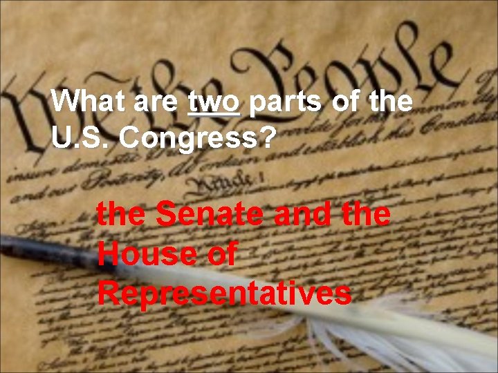 What are two parts of the U. S. Congress? the Senate and the House