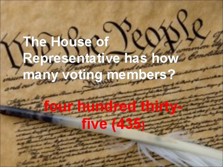 The House of Representative has how many voting members? four hundred thirtyfive (435) 