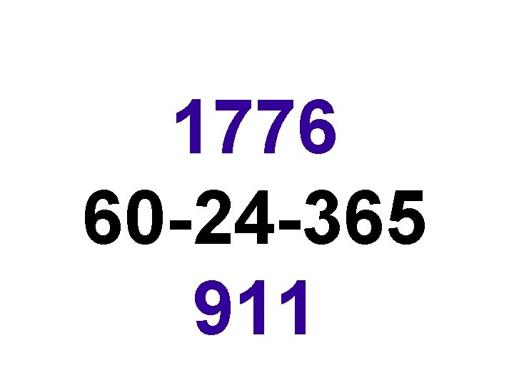 1776 60 -24 -365 911 
