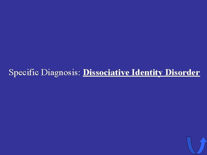 Specific Diagnosis: Dissociative Identity Disorder 