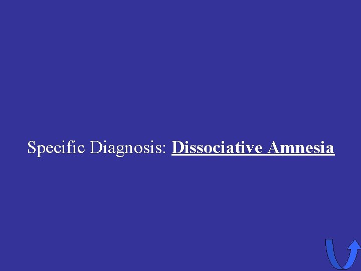 Specific Diagnosis: Dissociative Amnesia 
