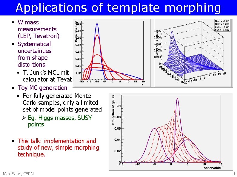 Applications of template morphing § W mass measurements (LEP, Tevatron) § Systematical uncertainties from