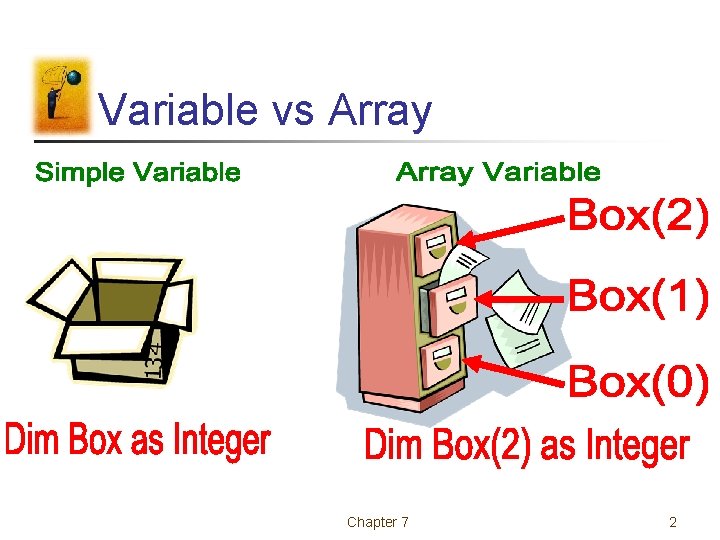 Variable vs Array Chapter 7 2 