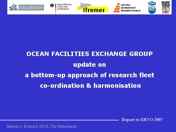 OCEAN FACILITIES EXCHANGE GROUP update on Poseidon Le Suroit JHjort a bottom-up approach of