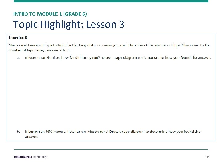 INTRO TO MODULE 1 (GRADE 6) Topic Highlight: Lesson 3 32 