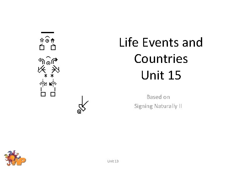 Life Events and Countries Unit 15 Based on Signing Naturally II Unit 13 