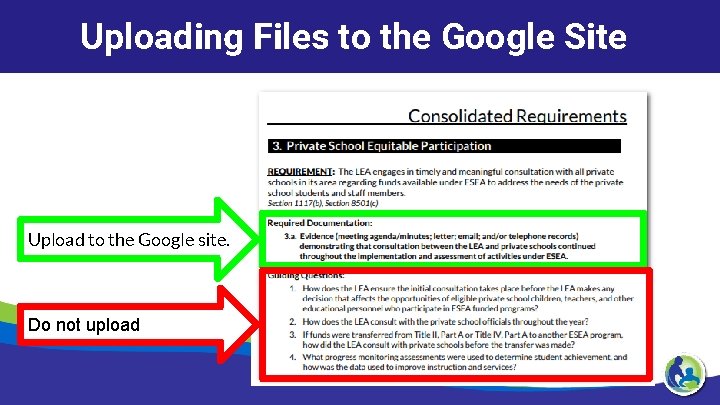 Uploading Files to the Google Site Upload to the Google site. Do not upload