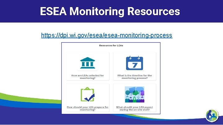 ESEA Monitoring Resources https: //dpi. wi. gov/esea-monitoring-process 