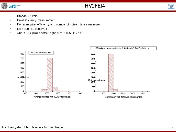 HV 2 FEI 4 • • • Standard pixels Pixel efficiency measurement For every