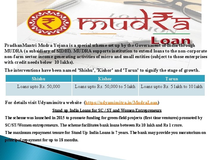 Pradhan. Mantri Mudra Yojana is a special scheme set up by the Government of