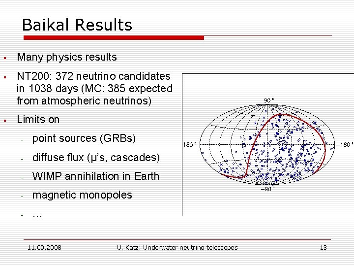 Baikal Results § Many physics results § NT 200: 372 neutrino candidates in 1038