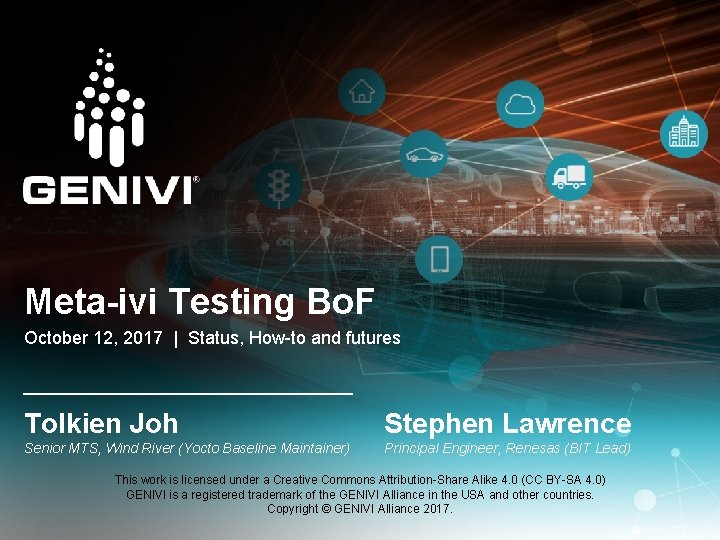 Meta-ivi Testing Bo. F October 12, 2017 | Status, How-to and futures Tolkien Joh