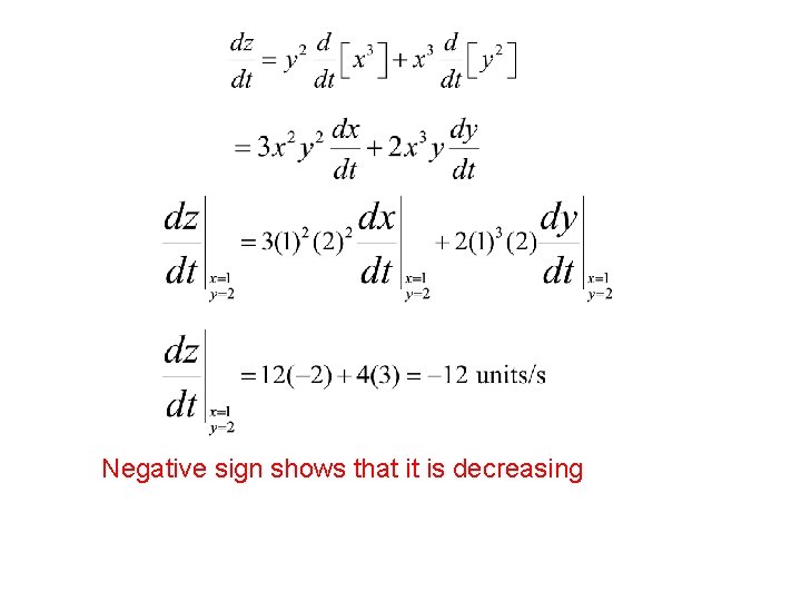 Negative sign shows that it is decreasing 