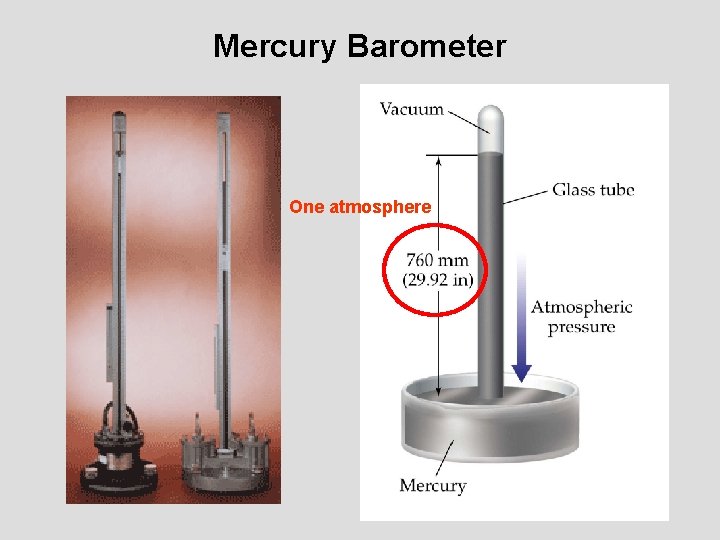 Mercury Barometer One atmosphere 