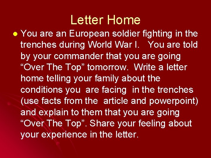 Letter Home l You are an European soldier fighting in the trenches during World