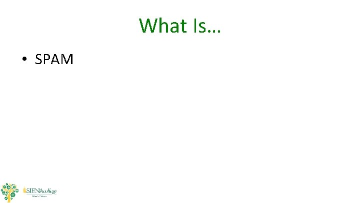 What Is… • SPAM What Is… • SPAM
