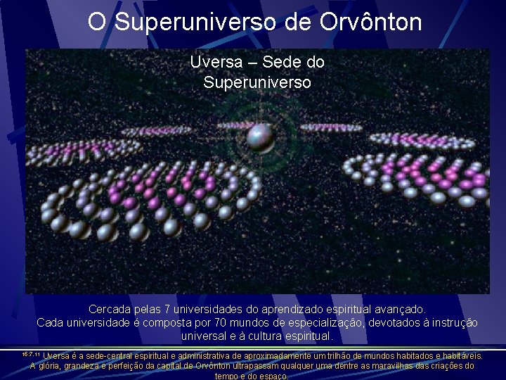 O Superuniverso de Orvônton Uversa – Sede do Superuniverso Cercada pelas 7 universidades do