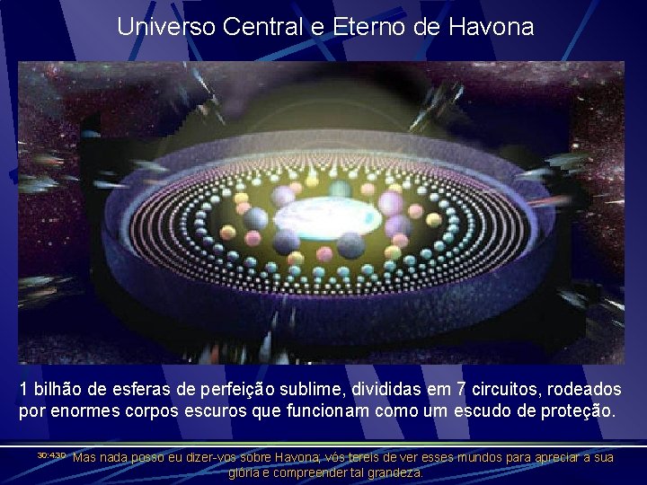 Universo Central e Eterno de Havona 1 bilhão de esferas de perfeição sublime, divididas