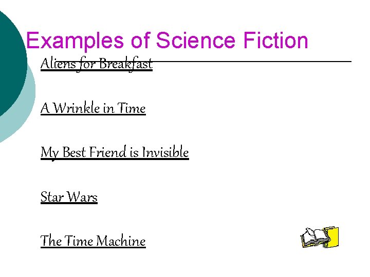 Examples of Science Fiction Aliens for Breakfast A Wrinkle in Time My Best Friend