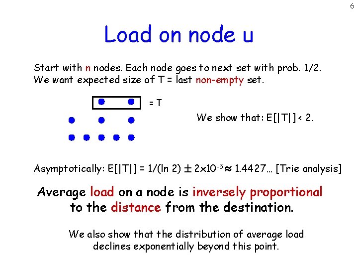 6 Load on node u Start with n nodes. Each node goes to next