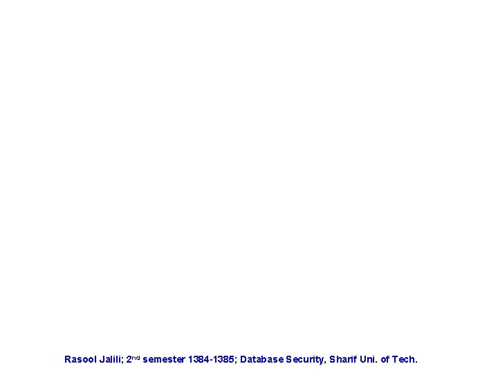 Rasool Jalili; 2 nd semester 1384 -1385; Database Security, Sharif Uni. of Tech. 