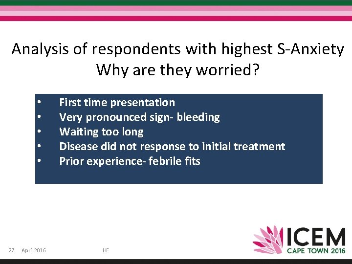 Analysis of respondents with highest S-Anxiety Why are they worried? • • • 27