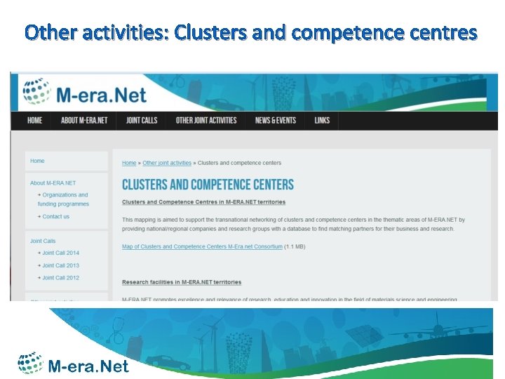 Other activities: Clusters and competence centres 