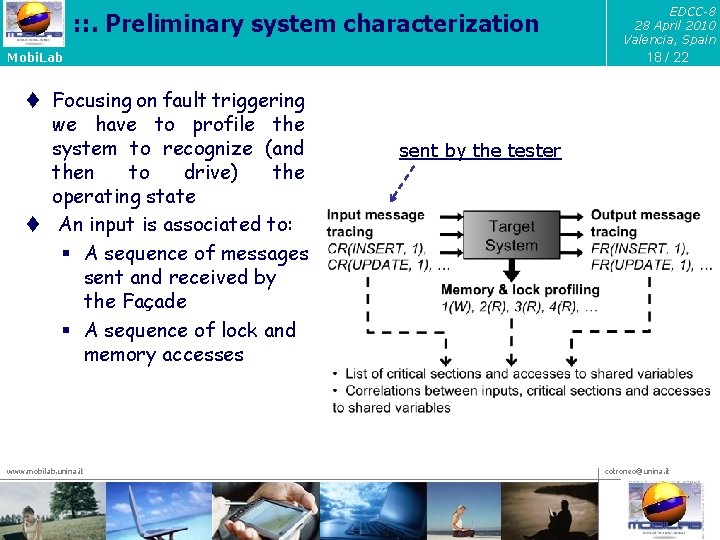 : : . Preliminary system characterization 18 / 22 Mobi. Lab t Focusing on