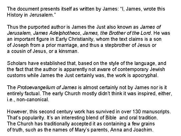 The document presents itself as written by James: “I, James, wrote this History in