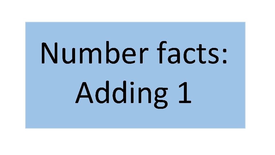 Number facts: Adding 1 