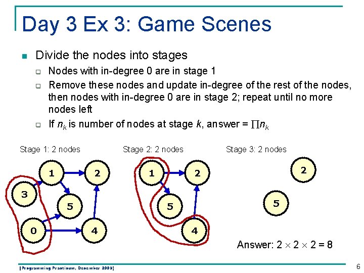 Day 3 Ex 3: Game Scenes n Divide the nodes into stages q q Day 3 Ex 3: Game Scenes n Divide the nodes into stages q q