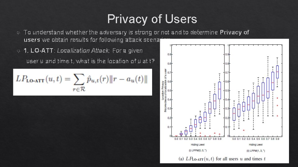 Privacy of Users To understand whether the adversary is strong or not and to Privacy of Users To understand whether the adversary is strong or not and to