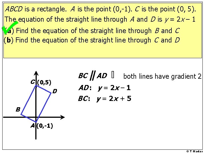 ABCD is a rectangle. A is the point (0, -1). C is the point