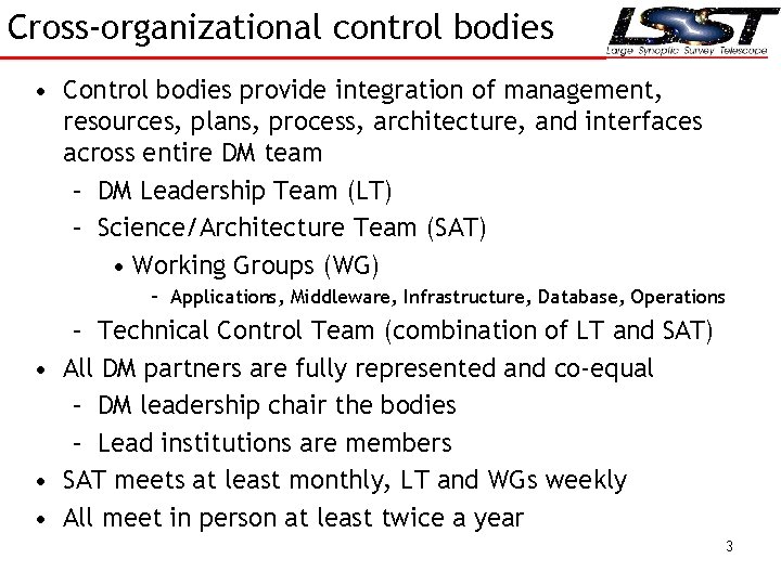 Cross-organizational control bodies • Control bodies provide integration of management, resources, plans, process, architecture,