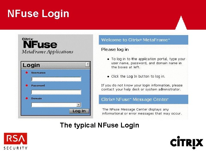NFuse Login The typical NFuse Login 