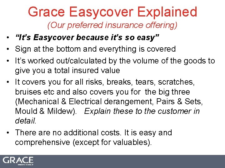 Grace Easycover Explained (Our preferred insurance offering) • “It’s Easycover because it’s so easy”