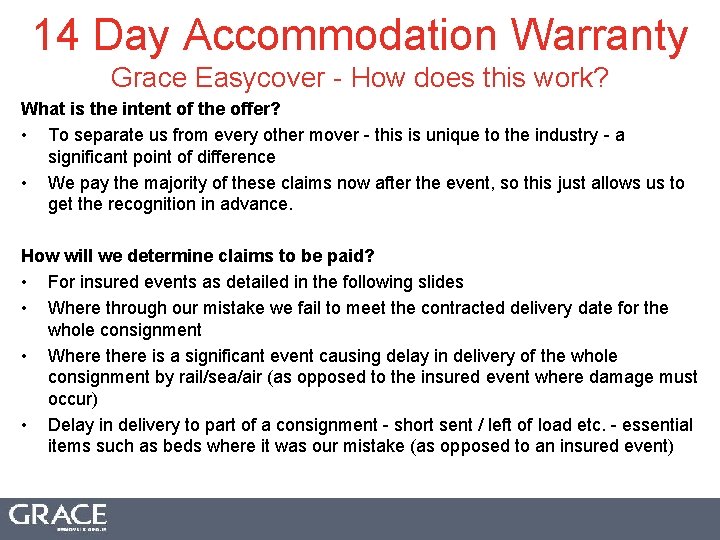 14 Day Accommodation Warranty Grace Easycover - How does this work? What is the