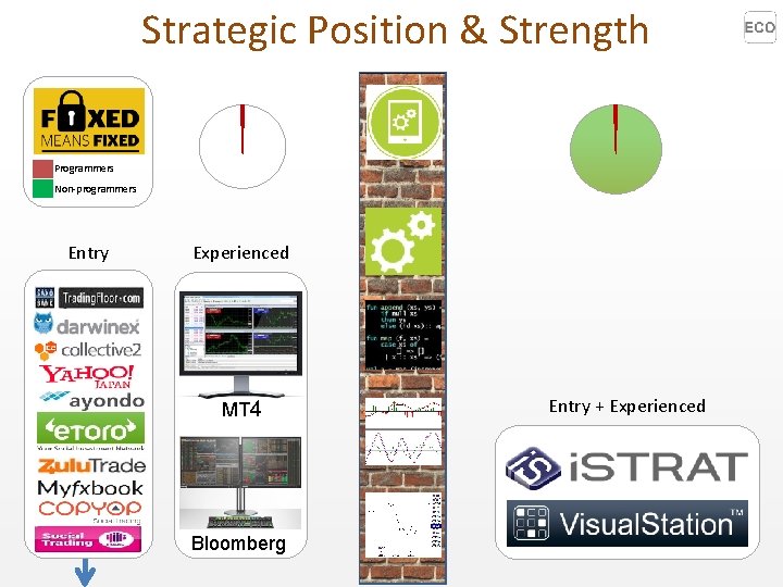 Strategic Position & Strength Programmers Non-programmers Entry Experienced MT 4 Bloomberg Entry + Experienced