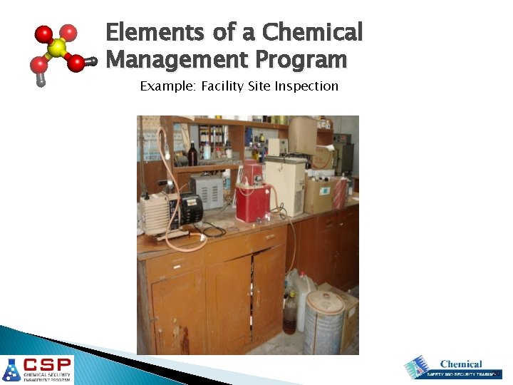 Elements of a Chemical Management Program Example: Facility Site Inspection 20 Elements of a Chemical Management Program Example: Facility Site Inspection 20