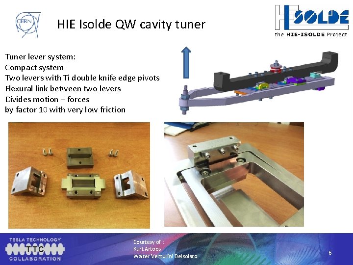 HIE Isolde QW cavity tuner Tuner lever system: Compact system Two levers with Ti