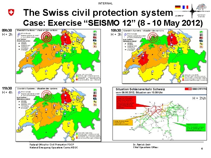 INTERNAL The Swiss civil protection system Case: Exercise “SEISMO 12” (8 - 10 May