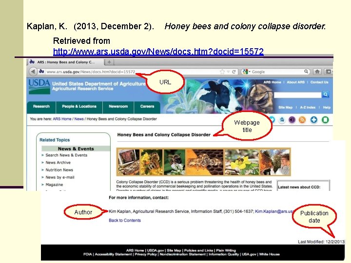Kaplan, K. (2013, December 2). Honey bees and colony collapse disorder. Retrieved from http: