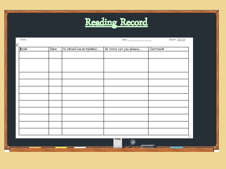 Reading Record Reading Record
