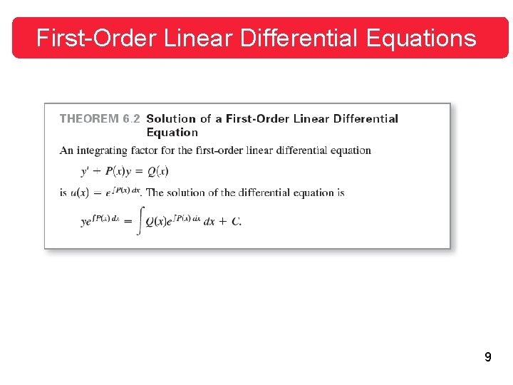 First-Order Linear Differential Equations 9 