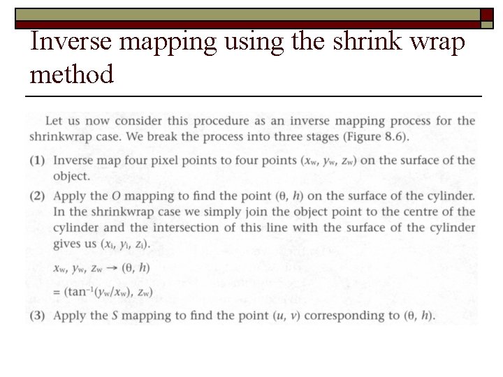 Inverse mapping using the shrink wrap method 