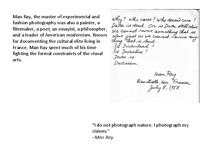 Man Ray, the master of experimental and fashion photography was also a painter, a Man Ray, the master of experimental and fashion photography was also a painter, a