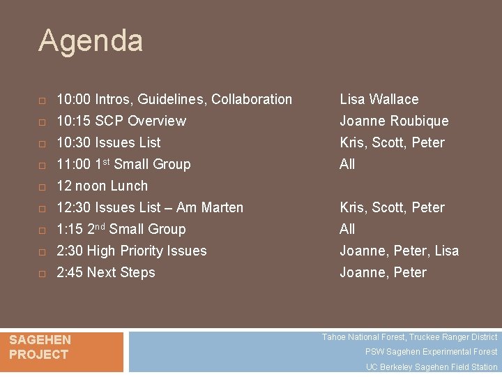 Agenda 10: 00 Intros, Guidelines, Collaboration Lisa Wallace 10: 15 SCP Overview Joanne Roubique