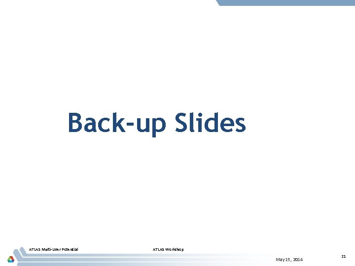 Back-up Slides ATLAS Multi-User Potential ATLAS Workshop May 15, 2014 21 