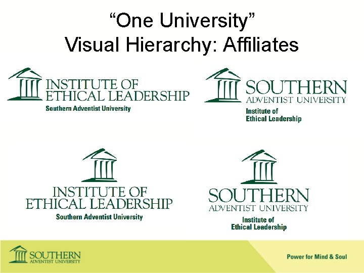 “One University” Visual Hierarchy: Affiliates 