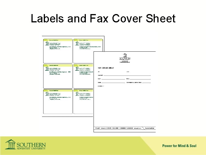 Labels and Fax Cover Sheet 